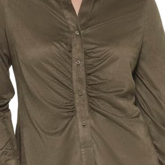 Calvin Klein Woman’s Collar Soft Cinched Micro Suede Shirt Size 3X - Picture 5 of 5